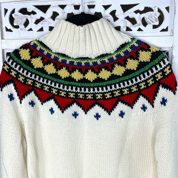 Vintage Sweater w/ mock turtleneck & aztec design - Picture 5 of 5